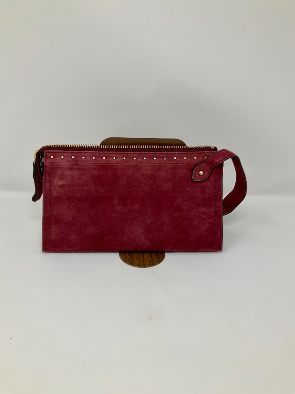 ^NWT Brooks Brothers Kid Soft Suede Wristlet^ Light Burgundy/Maroon - Picture 3 of 4